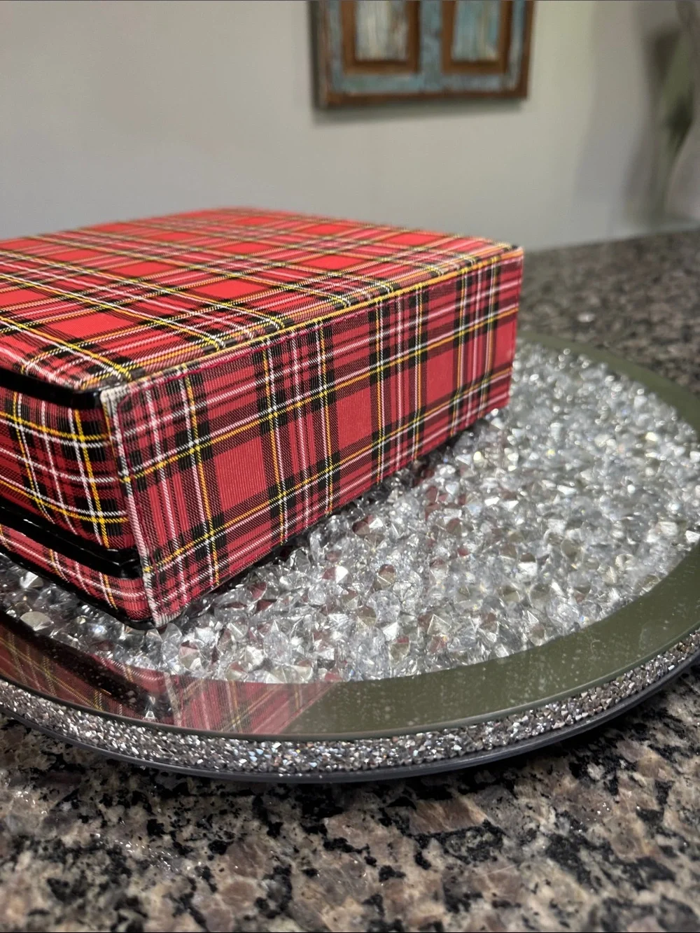 Tartan Plaid red Train Case Cosmetic Bag NWOT